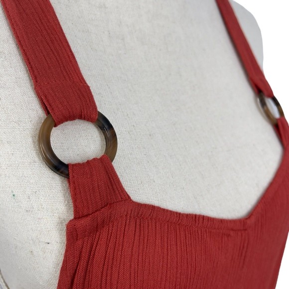 Topshop Womens Tort Ring Sleeveless Overalls Cropped Crepe Wide Leg Jumpsuit M - Picture 5 of 13